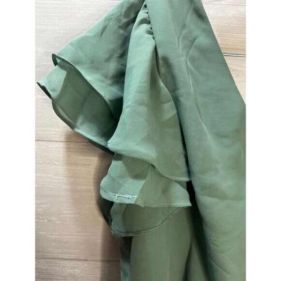 NEW Wedding Dress Flutter Sleeves Mint Embroidered Blouse Small - Picture 5 of 7